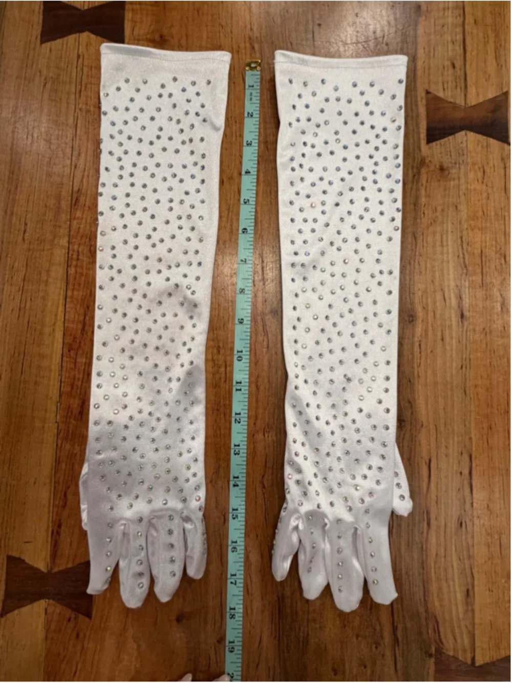 Glam Rhinestone Opera Gloves White Satin Long Formal Wedding Prom Y2K 18